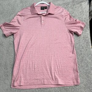 Jos. A. Bank Traveler Mens Large Pink Geometric Print Cotton Polo Shirt L